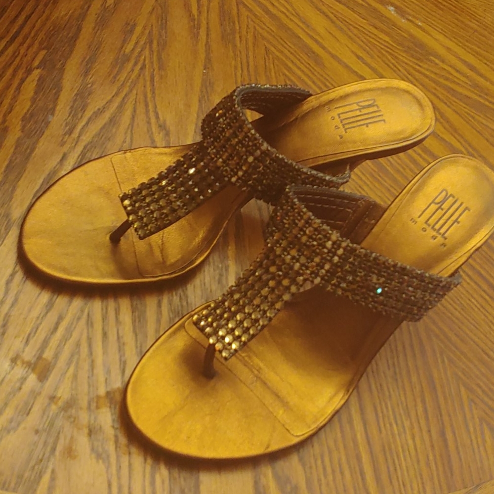 Pelle Moda  bronze rhinestone dressy sandal